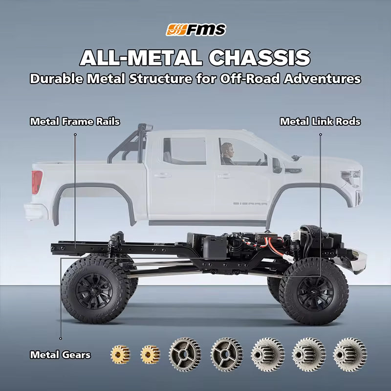 FCX18 1:18 GMC SIERRA 2019 WHITE BRUSHLESS