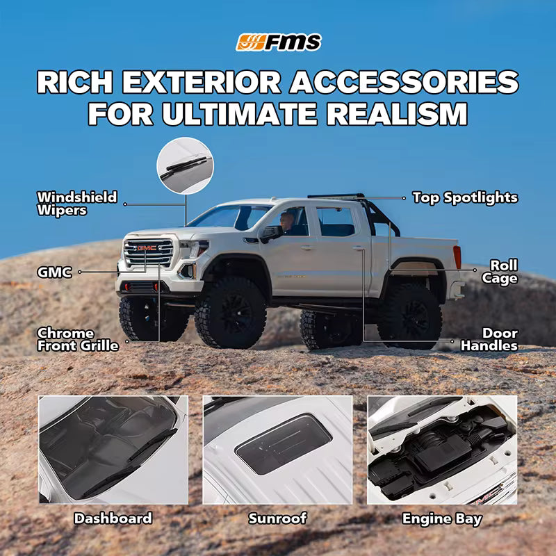 FCX18 1:18 GMC SIERRA 2019 WHITE BRUSHLESS