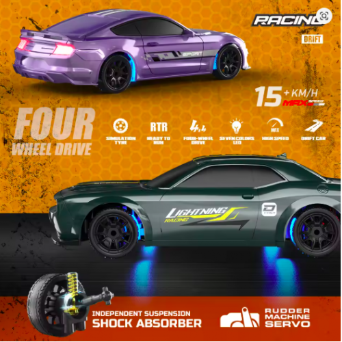 ENOZE 8500/8501 1:43 4WD RC Drift Car | LED Lights & 2.4GHz Full-Proportional Control
