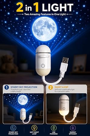 🌌 2-in-1 Mini Galaxy Projector Light with 7 Slides