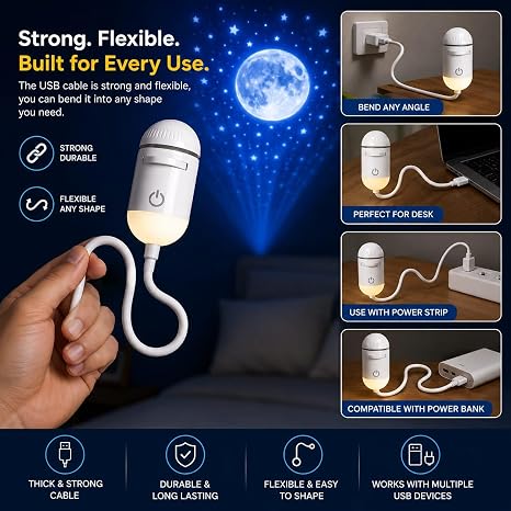 🌌 2-in-1 Mini Galaxy Projector Light with 7 Slides