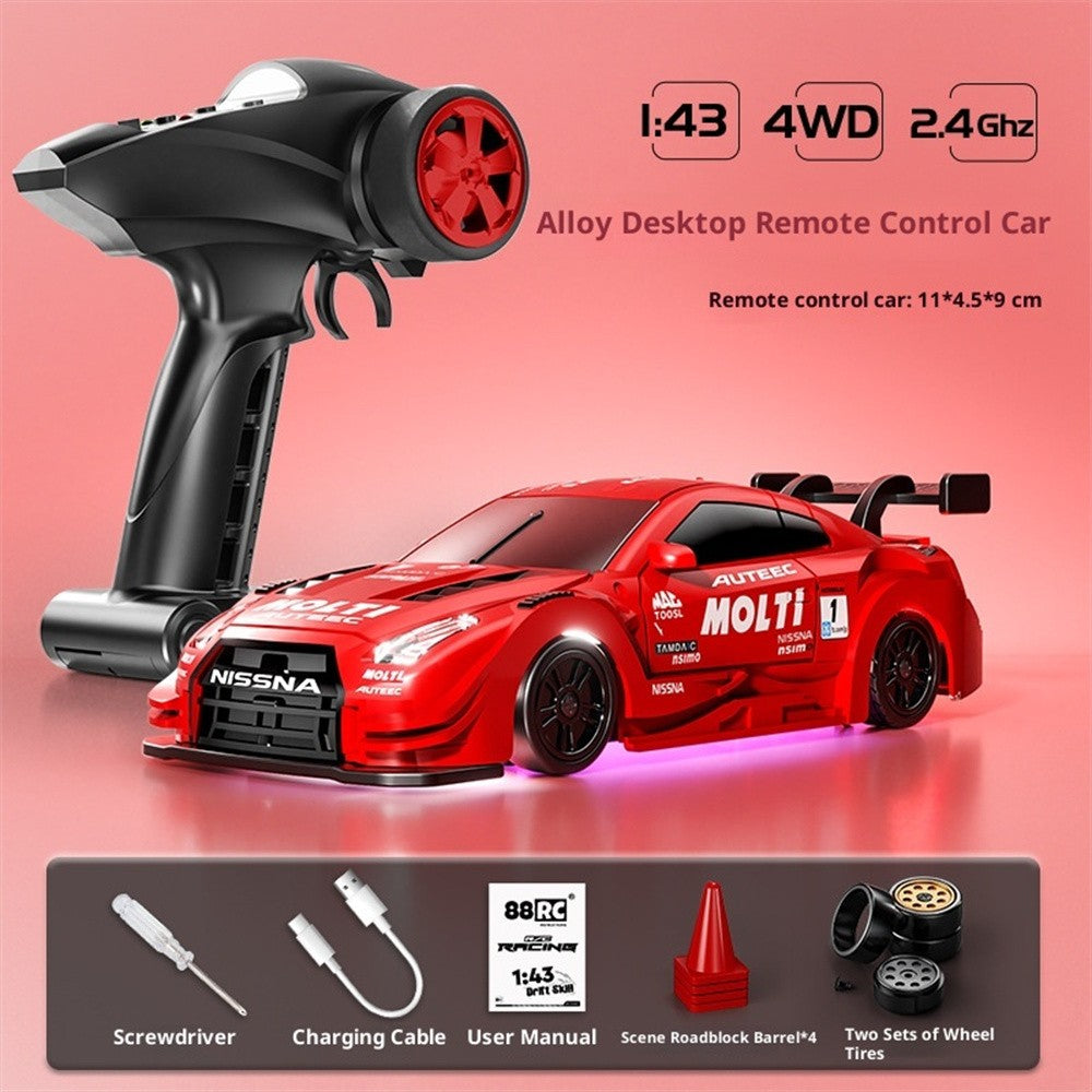 88RC RC43-B3 1:43 4WD Drift RC Car | Gyro & Alloy Body – RTR Mini Racing Car